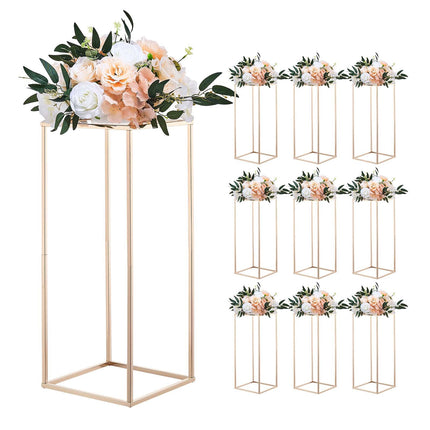 Wedding Flower Stand Set, 10 Pack 23.6 In Gold Columns