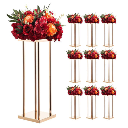 Wedding Flower Stand Set, 10-Pack 23.6-Inch Gold Columns