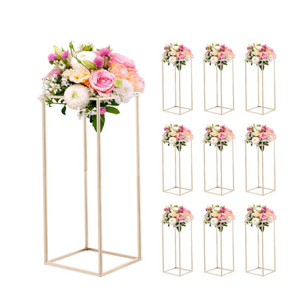 Wedding Flower Stand Set, 10-Pack 23.6 in Gold Cubes