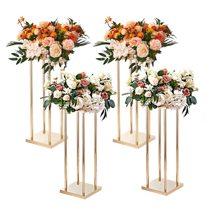 Wedding Flower Stands, 4-Pack Gold Iron Columns 31.5 In