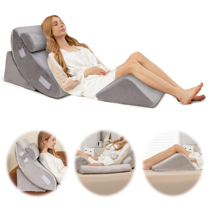 Wedge Pillow Set 4 Piece Bed Wedge Pillow Postoperative Memory Foam Pillow Set Gray