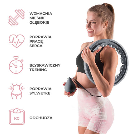 Svarotais hula riņķis ar leti un vidukļa atbalstu, melns