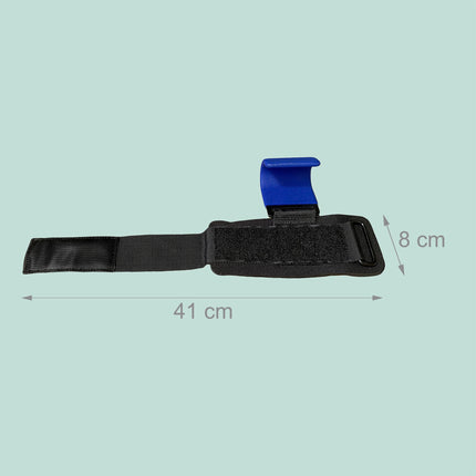 Weightlifting Wrist Hooks Set of 2, Neoprene Padding, Black/Blue, 150 kg
