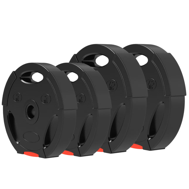 4 hanteļu svaru komplekts, 2 x 5 kg/7,5 kg svari, svaru plākšņu komplekts, svaru plākšņi 2,5 cm hanteļu stienim, Ø 30 mm urbums, melni