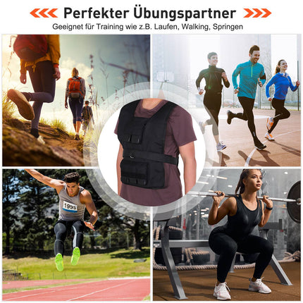 Svara veste 20 kg regulējama treniņu veste spēka treniņiem un fitnesam, Oksfordas materiāls, melna 36 x 52 cm