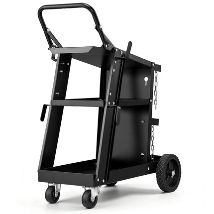 Welding Cart, 3-Tier, 400 lb Capacity, Swivel Wheels