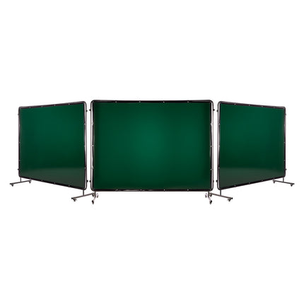 Welding Screen With Frame, 3-Panel 6 x 8 ft, 12 Wheels