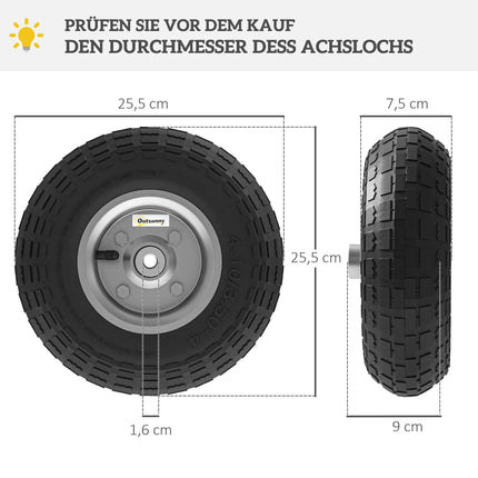 Ķerras riteņu komplekts (4 gab.), cieta gumija, 80 kg, Ø255 mm