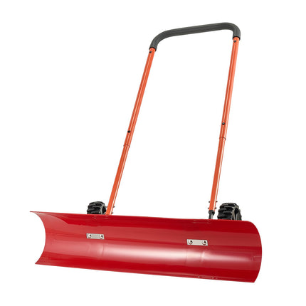 Wheeled Snow Pusher Shovel, 96 cm Blade, Adjustable Handle