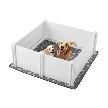 Whelping Box 48x48in PVC, Adjustable Door, Washable Pad