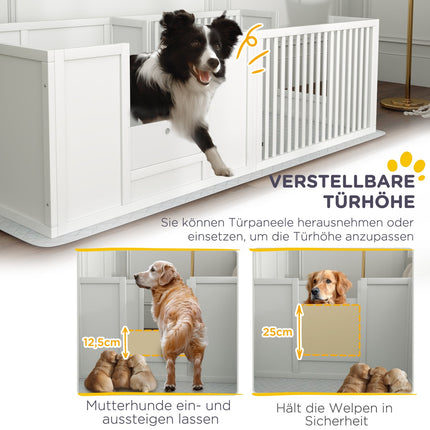 Puppy cage with adjustable door and waterproof pee pad