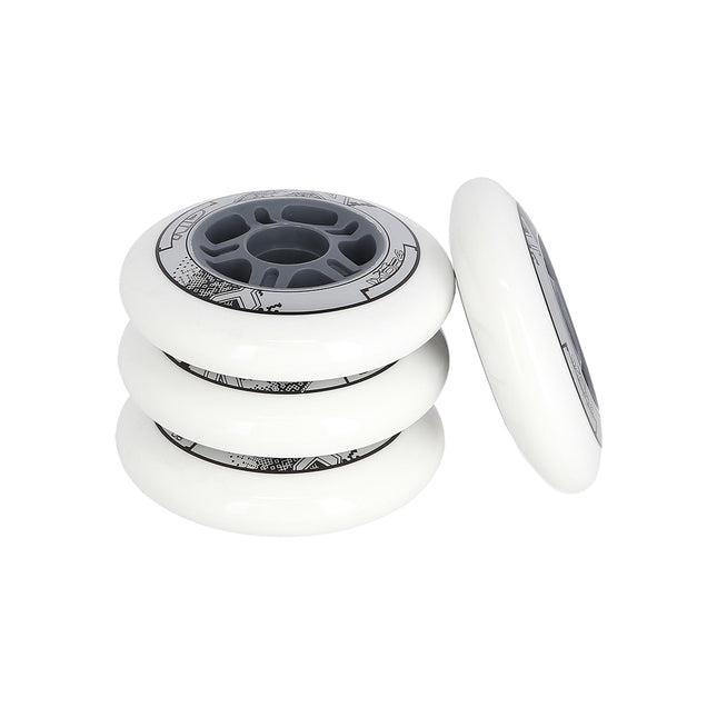 White PU Skate Wheels, 70x24mm, 82A, Set of 4