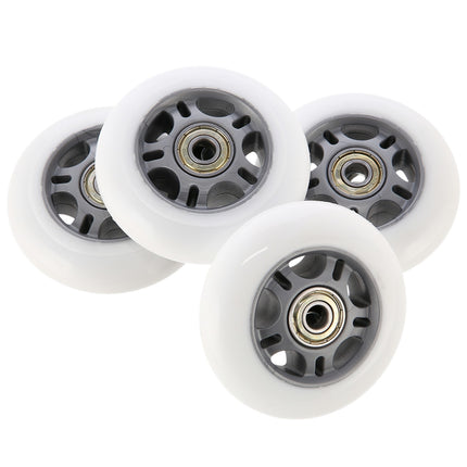 White PU Skate Wheels 76x24 82A, ABEC-7 Bearings Set