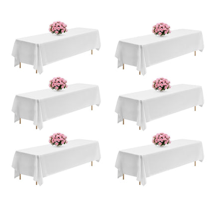 White Polyester Rectangle Tablecloths, 6 Pack 90x132