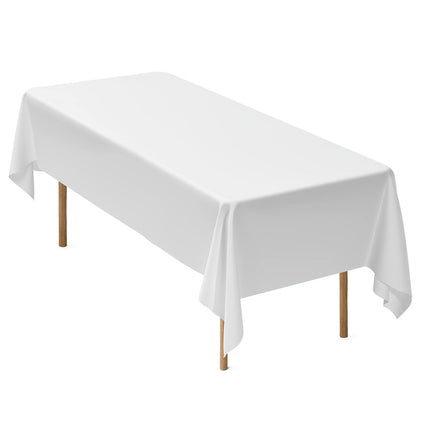 White Polyester Tablecloths, 6-Pack, 60 x 102 Inch, Machine Washable