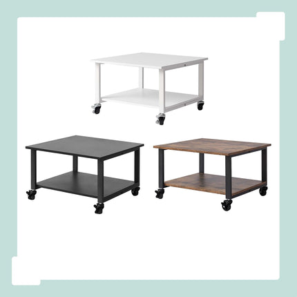 White Printer Stand with Castors – 2-Tier, 50x50 cm