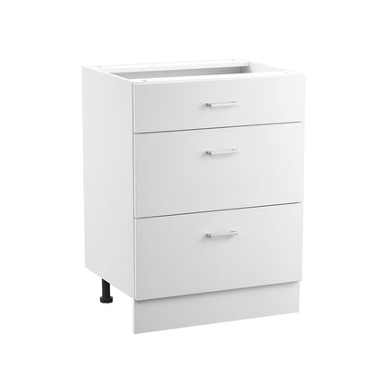 White Shaker Base Cabinet, 24 Inch, 3 Soft-Close Drawers