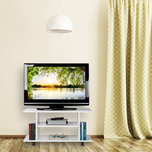 Balts TV skapis uz riteņiem