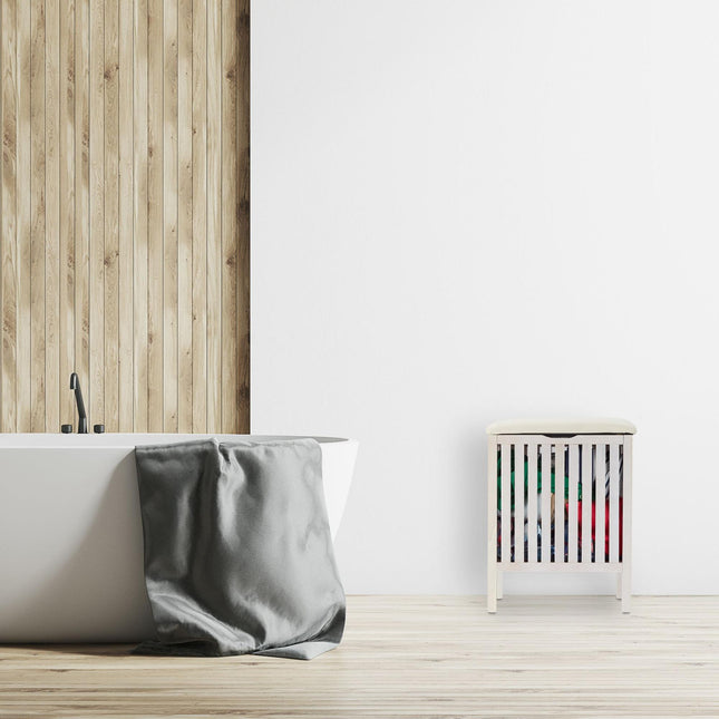 White laundry basket with seat