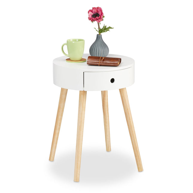 White side table with drawer