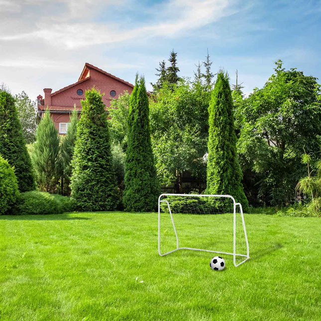 Balti futbola vārti ar tērauda rāmi