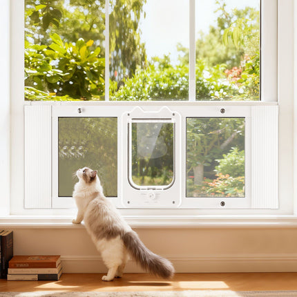 Window Cat Door, Adjustable 889–1016 mm, 4-Way Lock