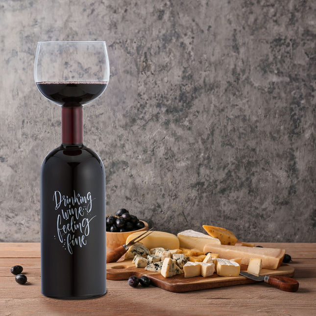 Vīna pudeles glāze - 750 ml tilpums, jautra dāvana vīna cienītājiem