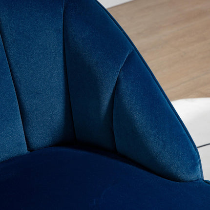 Dark blue Velvet-Look Armchair, Steel legs, 65x64x77 cm