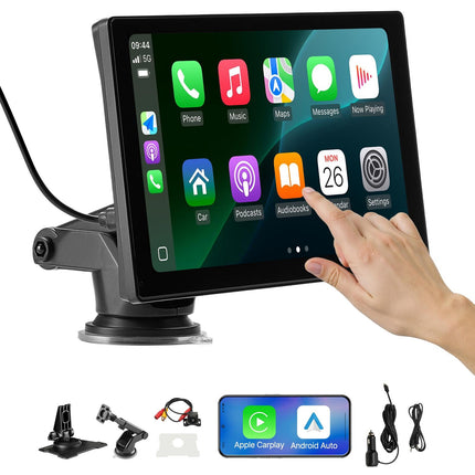 Wireless 9-Inch CarPlay Screen, Android Auto, Backup Camera