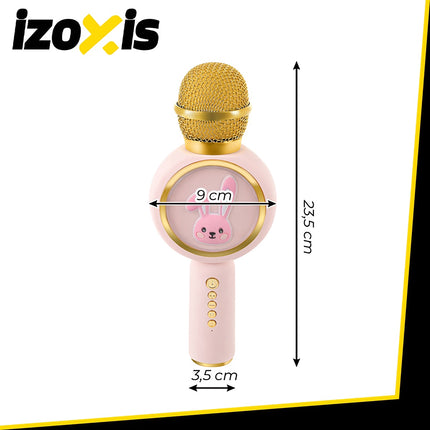 Bezvadu Bluetooth karaoke mikrofons bērniem, rozā