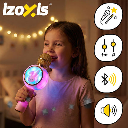 Bezvadu Bluetooth karaoke mikrofons bērniem, rozā