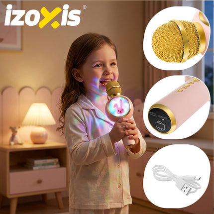 Bezvadu Bluetooth karaoke mikrofons bērniem, rozā