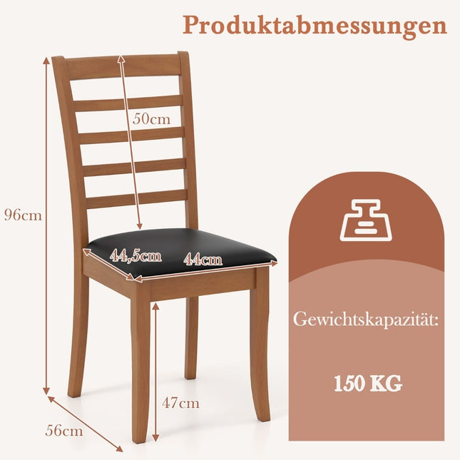 Koka ēdamistabas krēslu komplekts, 2 gab., melns, gumijkoka kājas