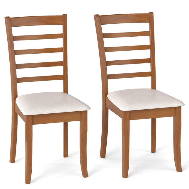 Koka ēdamistabas krēslu komplekts, 2 gab., ergonomisks, bēšs, gumijkoks