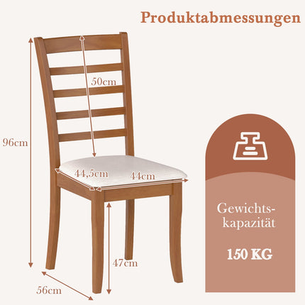 Koka ēdamistabas krēslu komplekts, 2 gab., ergonomisks, bēšs, gumijkoks