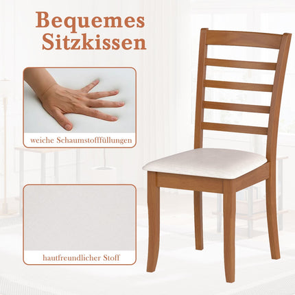 Koka ēdamistabas krēslu komplekts, 2 gab., ergonomisks, bēšs, gumijkoks