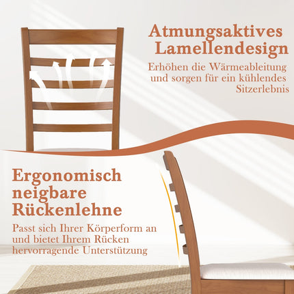 Koka ēdamistabas krēslu komplekts, 2 gab., ergonomisks, bēšs, gumijkoks