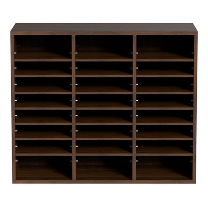 Wood Literature Organizer, 24 Compartments, Adjustable Shelves