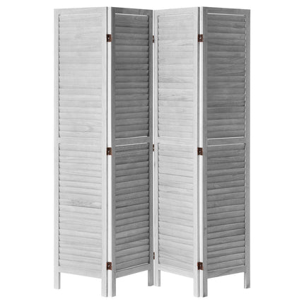 Wood Room Divider, 4-Panel Folding Privacy Screen, 67 In, Light Gray