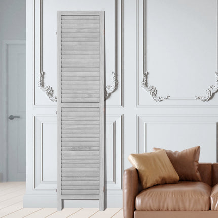 Wood Room Divider, 4-Panel Folding Privacy Screen, 67 In, Light Gray