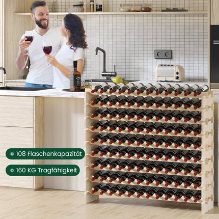 Koka vīna plaukts, sakraujams, satur 108 pudeles