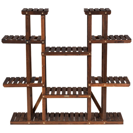 Koka 9 līmeņu augu statīvs, ziedu plaukts, augu statīvs, 125 x 25 x 114 cm, brūns