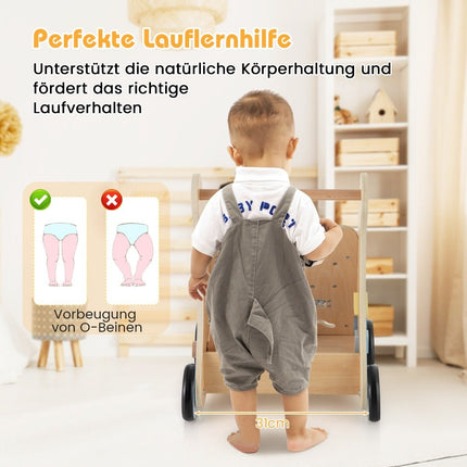 Koka bērnu staigulītis ar aktivitāšu centru - Montessori apmācība