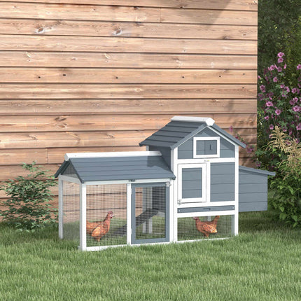 Wooden Chicken Coop for 2-3 Hens with Run and Nesting Box, 151.5 x 54 x 87 cm