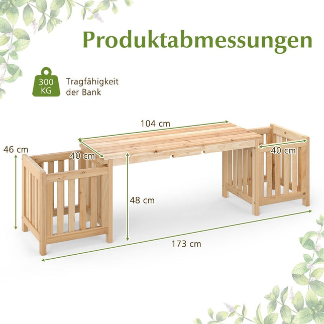 Koka dārza sols ar puķupodiem - divvietīgs, egles koks