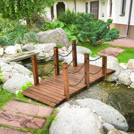 Koka dārza tiltiņš, egles koks, drošības ķēdes, 150 cm