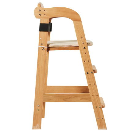 Wooden High Chair, Adjustable Convertible, Beech Wood Cushion