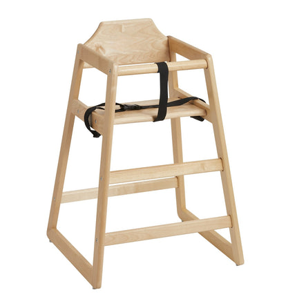 Wooden High Chair, Birch Wood, Stackable Easy-Clean