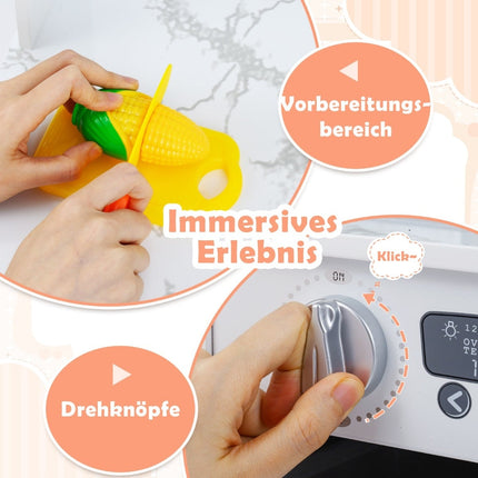 Koka bērnu rotaļu virtuve ar gaismām, skaņu un ūdens dozatoru