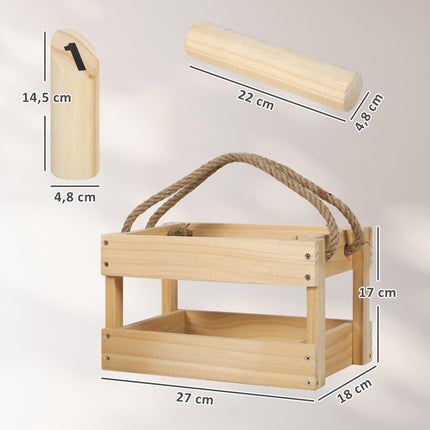 Koka Mölkky spēļu komplekts - 12 ķegļi, 1 metamā nūja, kaste